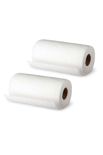 CAAN Set of 2 Aria kitchen towel rolls, 2 layers, 50 sheets, White