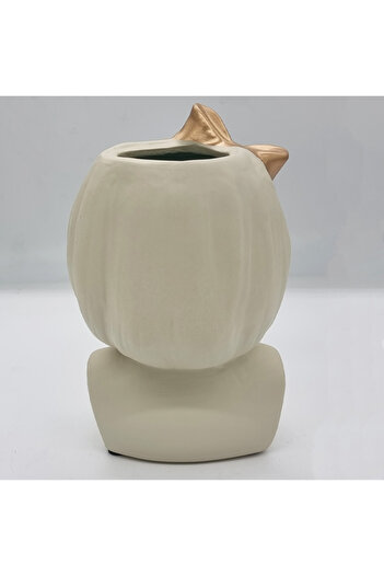 velve Girl Vase, made of ceramic, Cream, Cream