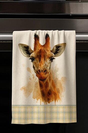 Else Dekor Cute Giraffe Patterned Decorative Washable Cotton Kitchen Oven Hand Towel