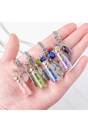 XTERRA Natural Aquamarine Crystals and Angel Wings Bottle Pendant