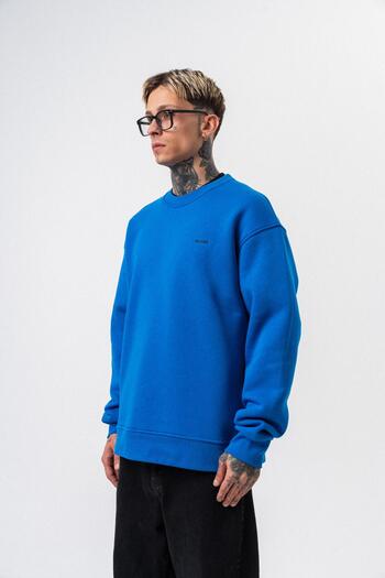 Respire Men's Basic Oversize Sweatshirt with Text Detail Blue