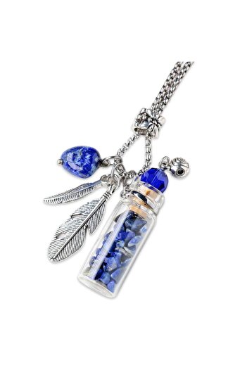 XTERRA Aromatherapy Pendant with Lapis Lazuli and Angel Wings