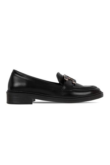 Lal Shoes & Bags Remind Women's Buckle Detailed Loafer (B4174)-Black