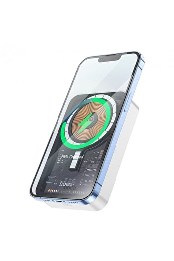 Hoco Portable Battery Q10A MagBank 10000mAh, Wireless Charging Compatible with MagSafe, White