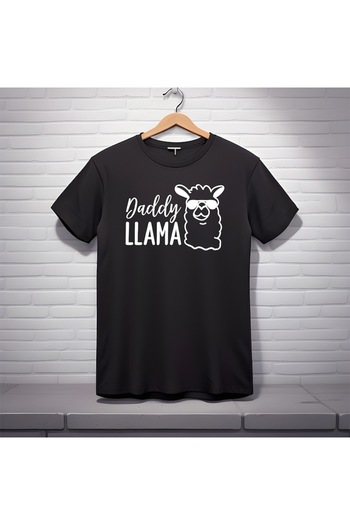 OEM Personalized T-Shirt with Message 'Daddy Llama', Black, S