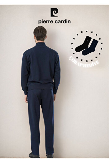 Pierre Cardin Men's Clothing Stand Collar Zippered & Boxed Navy Blue Tracksuit Set Ol.Pc.7000.001