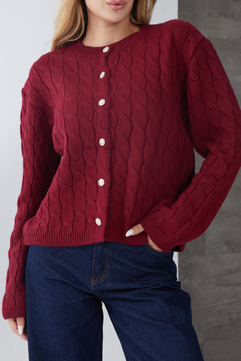 DPARİS Braided Buttoned Knitted Cardigan