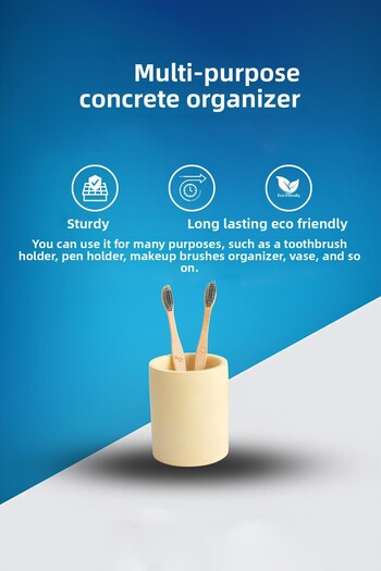 betonmall Concrete Cylinder Organizer |   Toothbrush Holder, Pen Holder, Makeup Brush Holder Multi-Purpose Organizer