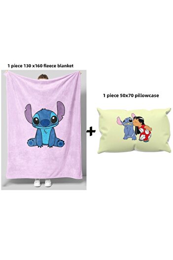 GC GÖKHAN CLUB Stich Themed Fleece Blanket Pillowcase
