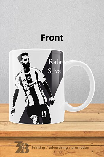 3B BASKI REKLAM PROMOSYON Rafa Si̇lva Themed and Black-And-White Porcelain Mug Bardak-3Brsilva003