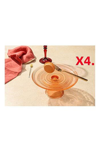 Porland Lina Orange Footed Plate Set of 4 17 cm