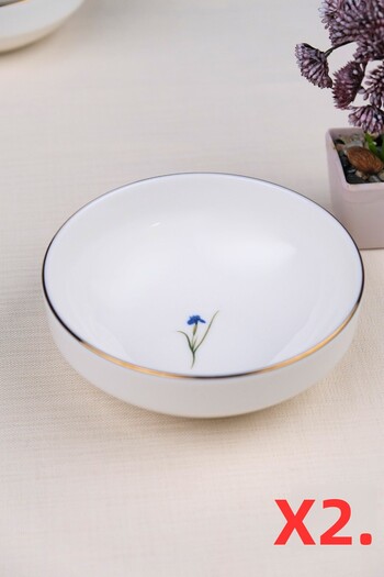 tabakevi Tabak Evi Porcelain Natura Iris Gold Gilded Bowl 13.50cm 2 Pcs