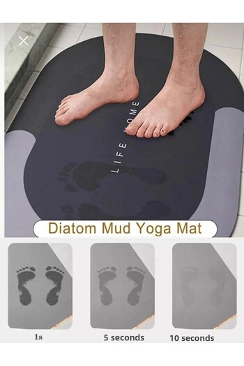 MEYA PİNE Water Absorbent Mat Stylish Design Ablution Mat Non-Slip Base Diatom 40*60 Cm Oval Mat