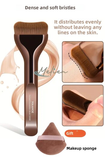 Melien Curved Liquid Cream Foundation Applicator Professional Makeup Brush Dense Soft Bristles Leave No Marks