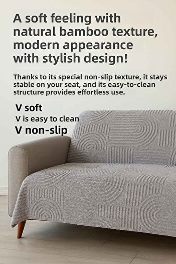 Decomia Home Carie Embossed Soft Furry Sofa Cover Multi-Purpose Sofa Wrap with Non-Slip Sponge (165X205 cm)