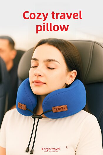 Viscofoam Cozy Orthopedic Travel Pillow Visco Neck Supported Travel Pillow - Blue |   Ergo Travel