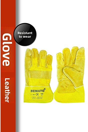 Selçuklu Plus Yellow Leather Work Gloves En 388 Certified Mechanic Protection