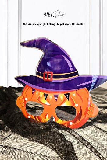 PEKSHOP Halloween Pumpkin Glasses with Witch Hat Halloween Accessory