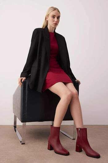 TRENDYOL SHOES Γυναικείες μπότες με τακούνι μπορντό τετράγωνο μπλοκ 
 TAKAW26BO00069