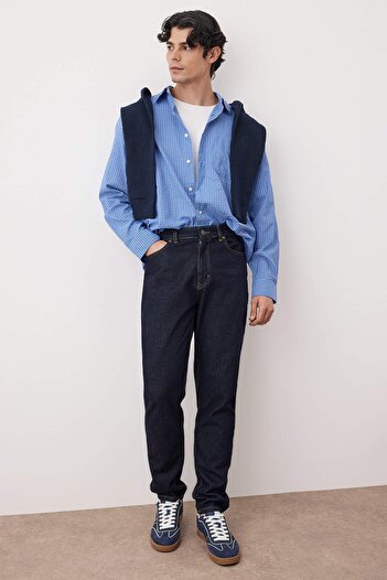 Trendyol Collection Dark Navy Essential Fit Tobacco Stitched Jeans Jeans Pants Tmnaw23Je00104