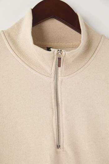Trendyol Collection Stone Regular/Regular Cut Stand Collar Thick Fleece Inside Sweatshirt Tmnaw26Sw00021