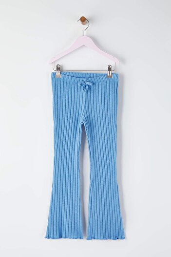 TRENDYOLKIDS Colanți tricotați uni, cu textura moale, 100% bumbac, albastru-bej, 2 piese, pentru fete TKDAW26TA00005