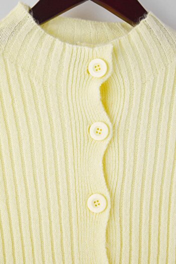 Trendyol Curve Yellow Soft Textured Stand Collar Knitwear Cardigan Tbbaw26Av00030