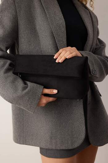 TRENDYOL SHOES Black Suede Women's Clutch Handbag Takaw26Py00008