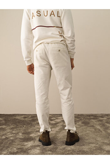 Xint Erkek Ekru Regular Fit Kadife Jogger Pantolon