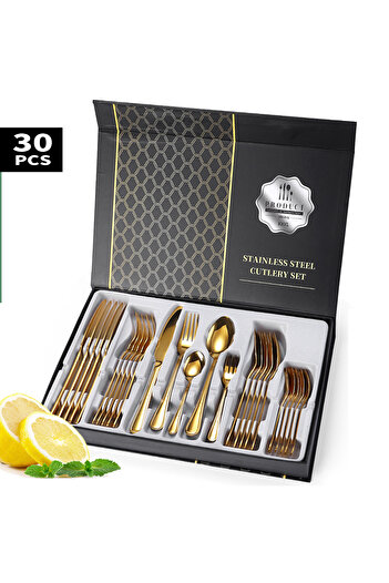 Trendy's Cutlery set for 6 people, 30 pieces, stainless steel, TRENDY'S, gold