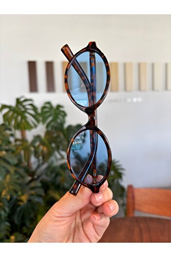 funeyes Miux Blue Glass Leopard Frame Sunglasses Trendy Color Model with Metal Accessories