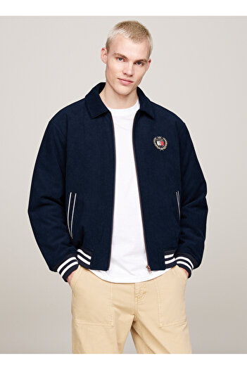 Tommy Jeans Crest Cord Letterman Embroidered Navy Blue Men's Coat Dm0Dm19626C1G