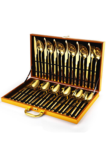 Trendy's 36-piece stainless steel cutlery set, for 12 people TRENDY'S, luxury edition, gold