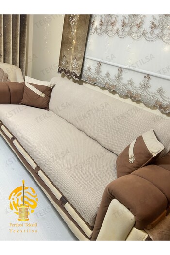 Tekstilsa Koltuk Örtüsü Yeni Moda Sütlü Rengi 1adet 210*170 Cm Kaydırmaz Ve Kırışmaz Tasarım