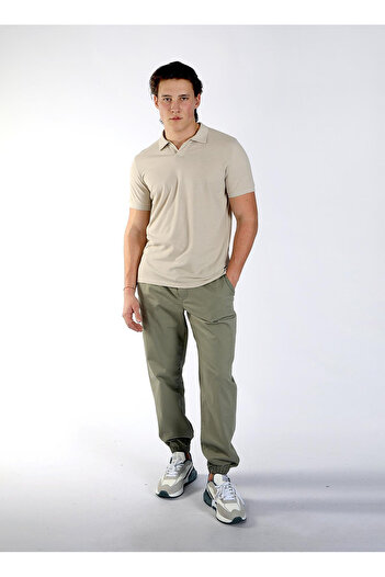 Lee Cooper Μπεζ ανδρικό μπλουζάκι πόλο 242 LCM 242030 POXLA BEIGE