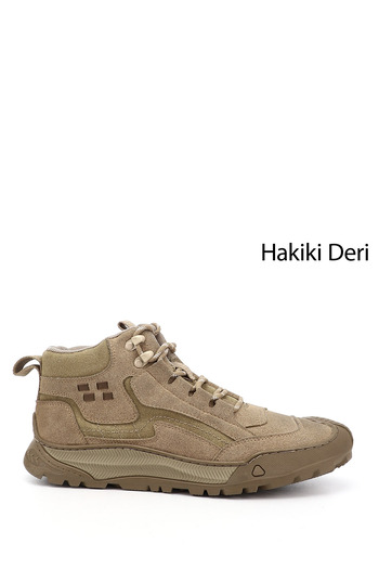 GÖNDERİ(R) Men's Sand Rubber Sole Genuine Leather Outdoor Boots