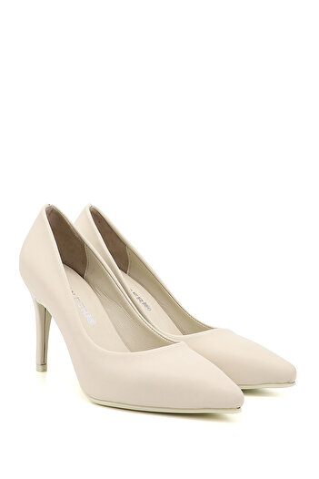 GÖNDERİ(R) Women / Girls Beige Pointed Toe Thin Heeled Genuine Leather Stiletto
