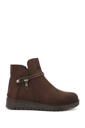GÖNDERİ(R) Women's / Girls' Brown Suede Zippered Thick Soled Boots