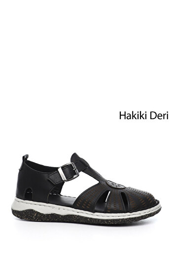 GÖNDERİ(R) Women / Girls Charcoal Wedge Heel Genuine Leather Sandals