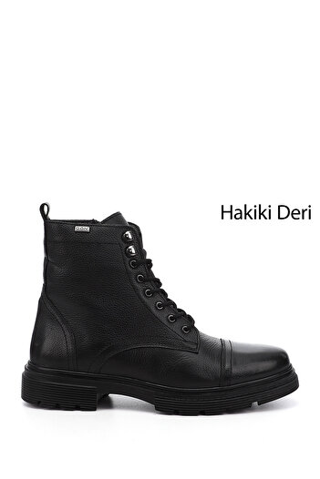 GÖNDERİ(R) Black Floater Gön Genuine Leather Zippered Lace-Up Men's Boots 81501