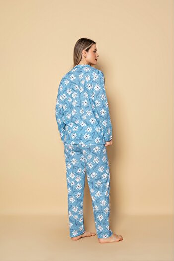 GİYDİNGİYDİN SET DE PIJAMĂ DE BUMBAC PENTRU FEMEI CU CĂMAȘĂ