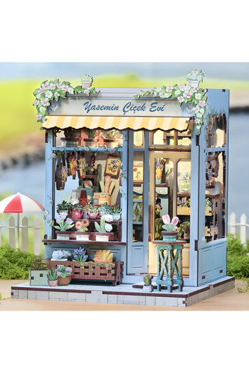 Emirgan Yasemin Çiçek Evi Kendin Yap Mini Book Nook Hobi Set Kiti | Ahşap Minyatür Kitap Köşesi Maketi