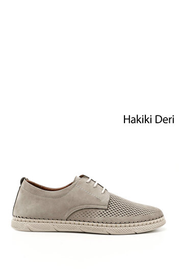GÖNDERİ(R) Men's Sand Nubuck Lace-Up Genuine Leather Comfort Shoes