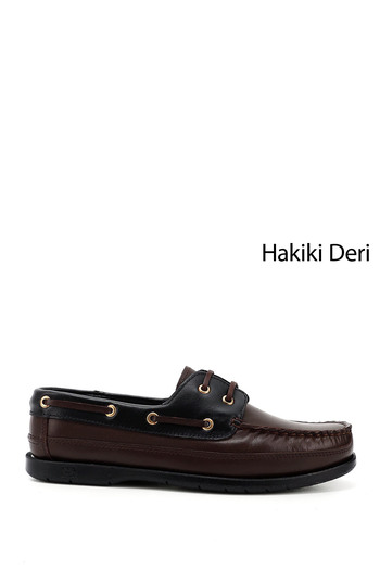 GÖNDERİ(R) Men's Brown Black Lace-Up Rubber Sole Genuine Leather Shoes