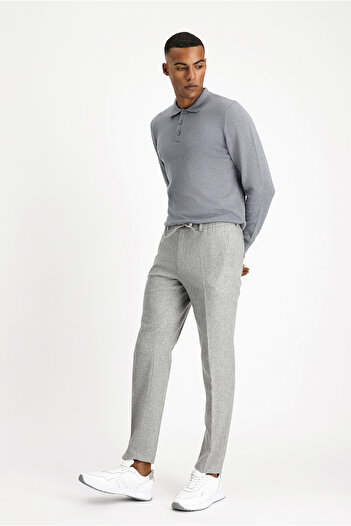 Kiğılı Slim Fit Slim Fit Woolen Elastic Waist Drawstring Classic Trousers