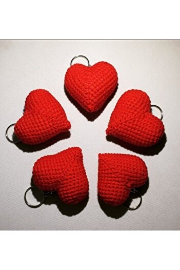 Typhoon Amigurumi Keychain Heart Hand Knitting Organic) 4 Pieces)