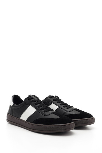 GÖNDERİ(R) Women/Girls Black to White Lace-Up Genuine Leather Sneaker