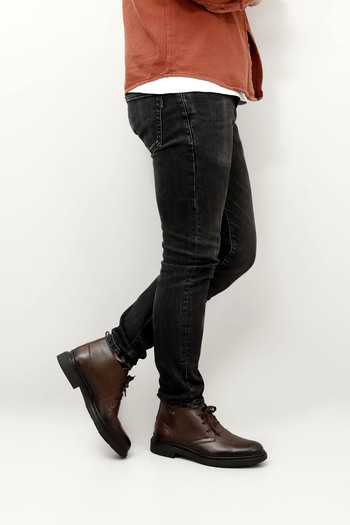 GÖNDERİ(R) Men's Brown Antique Lace-Up Genuine Leather Classic Boots