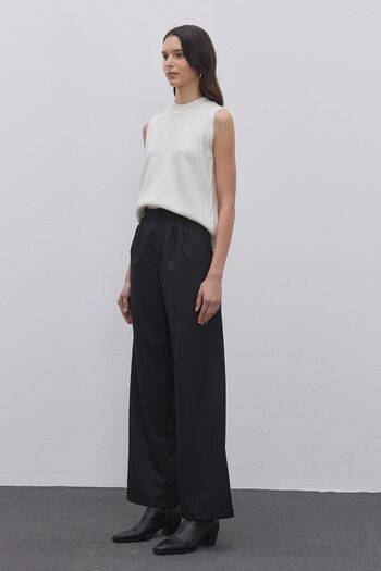 Fahhar Black Palazzo Pants - Women'S, Pleated