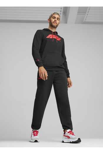 Puma 62585301 F1 ESS Logo Hoodie Μαύρο ανδρικό φούτερ με κουκούλα και γιακά με κανονική εφαρμογή